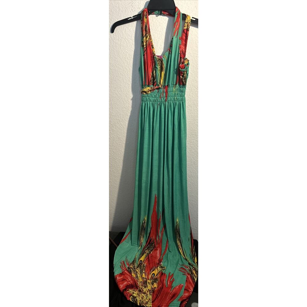 Women’s Green Multi Color Summer Dress Long 3Xl NWt